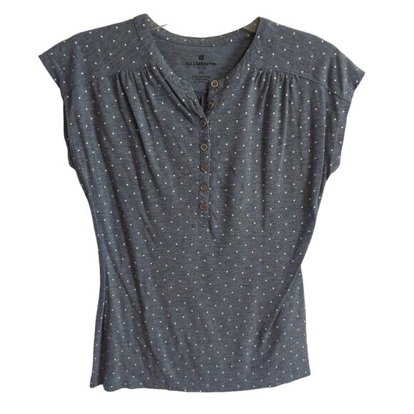 Liz Claiborne Top, Blue w/Dots, PS - Picture 1 of 4